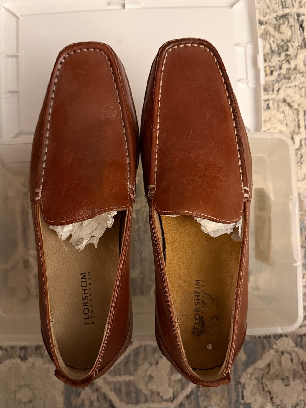 Florsheim Cognac Brown Leather Slip-On Loafers